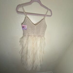 Chicwish Cream Crochet Bodice Dress